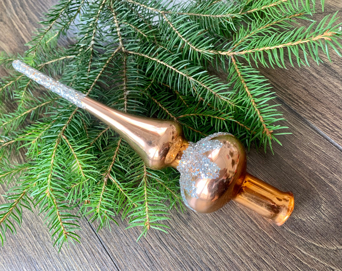 Antique Christmas glass tree topper 27cm, vintage topper 1970s