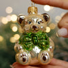 Teddy Bear Christmas glass ornament, Handmade Christmas figurines, Collectible Christmas decor, home decoration, Christmas gift 2025