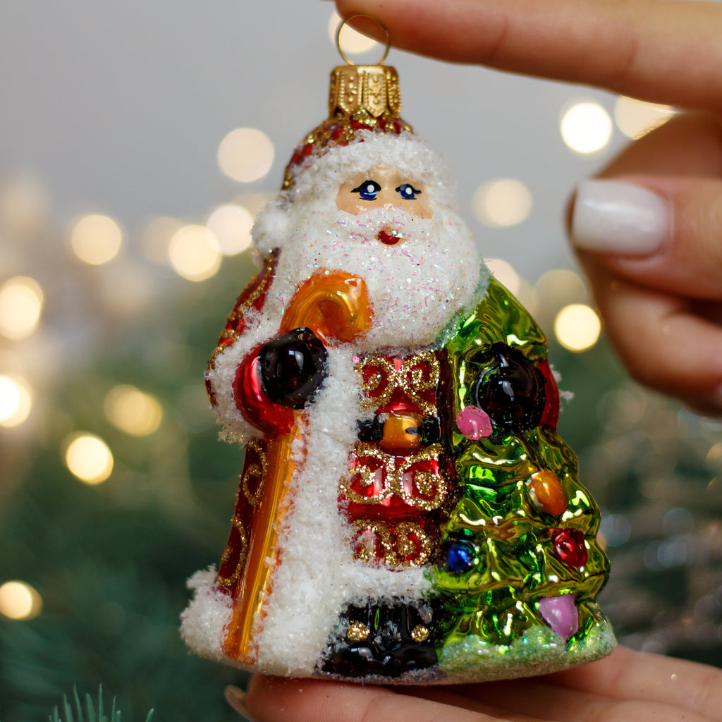Santa Claus Christmas glass ornament, Handmade Christmas figurines, Collectible Christmas decor, home decoration, Christmas gift 2025