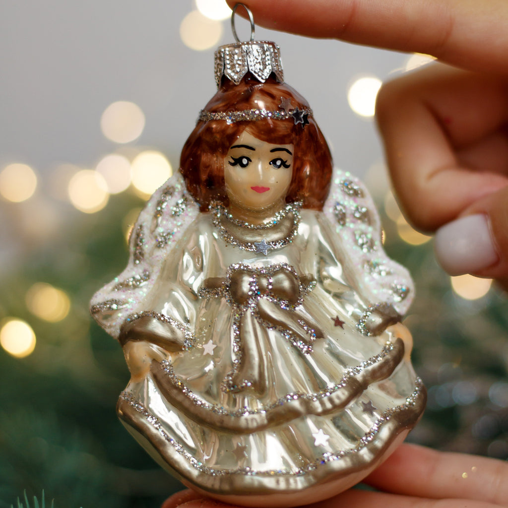 Angel girl Christmas glass ornament, Handmade Christmas ornament, Collectible Christmas decor, home decoration, Christmas gift 2025 