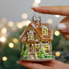 Winter house Christmas glass ornament, Handmade Christmas figurines, Collectible Christmas decor, home decoration, Christmas gift 2025