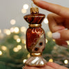 Handcrafted Gold, White & Burgundy Candy Christmas glass ornament, Handmade Christmas figurines, Collectible Christmas decor, home decoration, Christmas gift 2025 