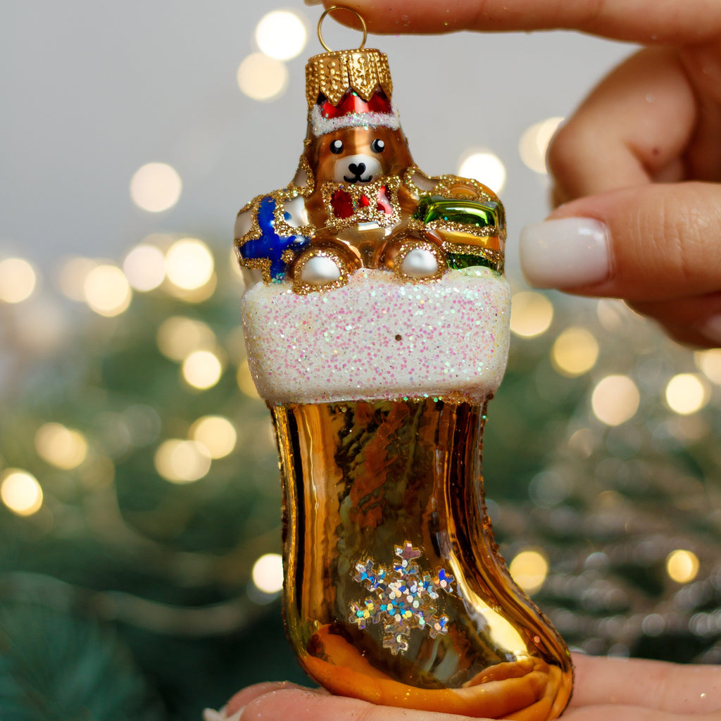Teddy Bear and Gifts Christmas glass ornament, Handmade Christmas figurines, Collectible Christmas decor, home decoration, Christmas gift 2025