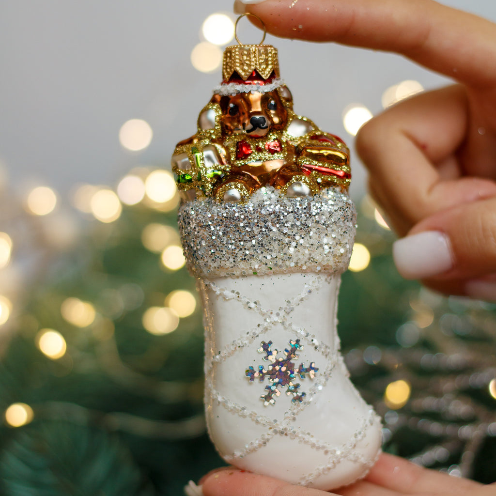Teddy Bear and Gifts Christmas glass ornament, Handmade Christmas figurines, Collectible Christmas decor, home decoration, Christmas gift 2025 
