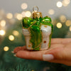 White & Green Gift Box glitter design Christmas glass ornament, Handmade Christmas figurines, Collectible Christmas decor, home decoration, Christmas gift 2025