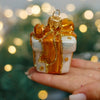 White & Orange Gift Box glitter design Christmas glass ornament, Handmade Christmas figurines, Collectible Christmas decor, home decoration, Christmas gift 2025