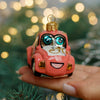 Pink Cartoon Car Christmas glass ornament, Handmade Christmas figurines, Collectible Christmas decor, home decoration, Christmas gift 2025