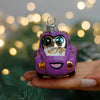 Purple Cartoon Car Christmas glass ornament, Handmade Christmas figurines, Collectible Christmas decor, home decoration, Christmas gift 2025 