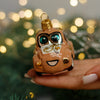 Beige Cartoon Car Christmas glass ornament, Handmade Christmas figurines, Collectible Christmas decor, home decoration, Christmas gift 2025