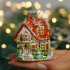 Winter house Christmas glass ornament, Handmade Christmas figurines, Collectible Christmas decor, home decoration, Christmas gift 2025 (Copy)