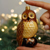 Snowy Owl Christmas glass ornament, Handmade Christmas figurines, Collectible Christmas decor, home decoration, Christmas gift 2025 