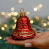 Red Holiday Bell Christmas glass ornament, Handmade Christmas figurines, Collectible Christmas decor, home decoration, Christmas gift 2025 