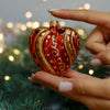 Romantic Heart Christmas glass ornament, Handmade Christmas figurines, Collectible Christmas decor, home decoration, Christmas gift 2025