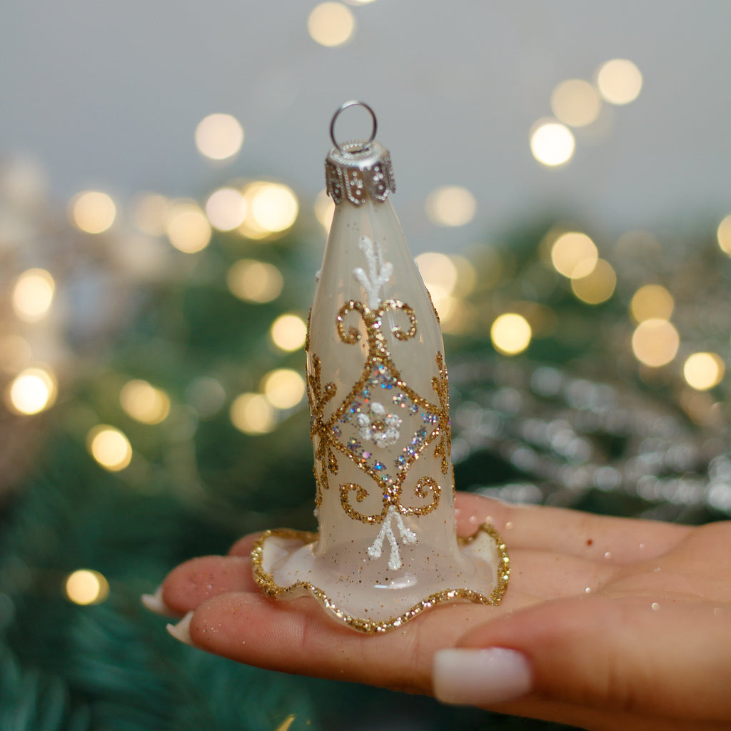 Elegant Bell Christmas glass ornament, Handmade Christmas figurines, Collectible Christmas decor, home decoration, Christmas gift 2025