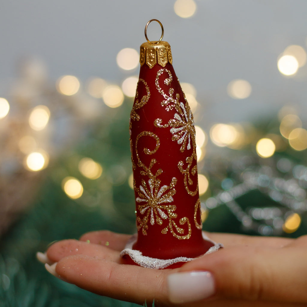 Elegant Bell Christmas glass ornament, Handmade Christmas figurines, Collectible Christmas decor, home decoration, Christmas gift 2025