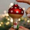 Mushroom Toadstool Christmas glass ornament, Handmade Christmas figurines, Collectible Christmas decor, home decoration, Christmas gift 2025
