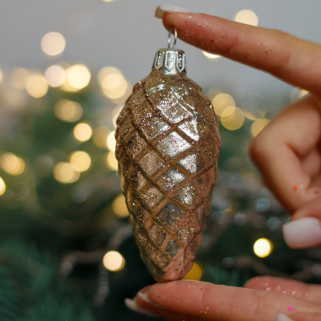 Pine Christmas glass ornament, Handmade Christmas figurines, Collectible Christmas decor, home decoration, Christmas gift 2025 
