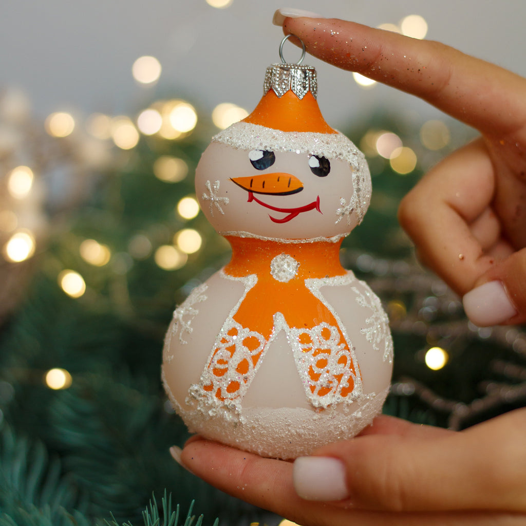 Snowman Christmas glass ornament, Handmade Christmas figurines, Collectible Christmas decor, home decoration, Christmas gift 2025
