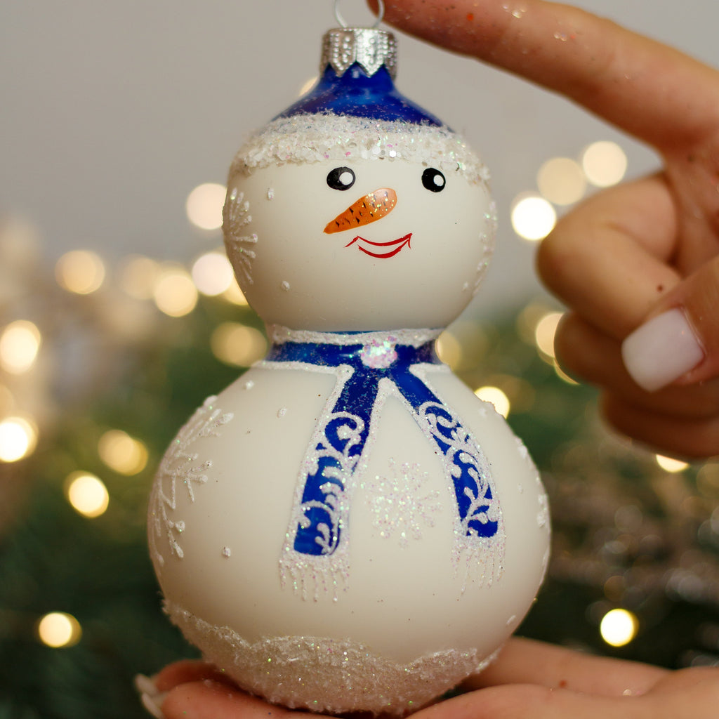 Snowman Christmas glass ornament, Handmade Christmas figurines, Collectible Christmas decor, home decoration, Christmas gift 2025