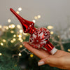 Red Ornament Handmade Glass Christmas Tree Topper – 7 Inch Vintage Ornament, home decor, Christmas decoration, Christmas gift 2025