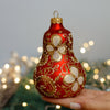 Red with white and gold Glass Bell Christmas glass ornament, Handmade Christmas figurines, Collectible Christmas decor, home decoration, Christmas gift 2025