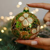 Green with gold glitter design Christmas glass ornament, Handmade Christmas ball, Collectible Christmas decor, home decoration, Christmas gift 2025 (Copy)