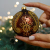 Brown with gold glitter design Christmas glass ornament, Handmade Christmas ball, Collectible Christmas decor, home decoration, Christmas gift 2025