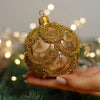 White with gold glitter design Christmas glass ornament, Handmade Christmas ball, Collectible Christmas decor, home decoration, Christmas gift 2025 (Copy) ChristmasboxStore