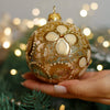 Gold with gold glitter design Christmas glass ornament, Handmade Christmas ball, Collectible Christmas decor, home decoration, Christmas gift 2025 