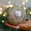 Pearl with silver glitter design Christmas glass ornament, Handmade Christmas ball, Collectible Christmas decor, home decoration, Christmas gift 2025 