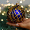 Blue with gold glitter design Christmas glass ornament, Handmade Christmas ball, Collectible Christmas decor, home decoration, Christmas gift 2025 (Copy) ChristmasboxStore