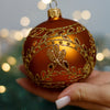 Bronze with gold glitter design Christmas glass ornament, Handmade Christmas ball, Collectible Christmas decor, home decoration, Christmas gift 2025 