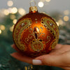 Bronze with gold glitter design Christmas glass ornament, Handmade Christmas ball, Collectible Christmas decor, home decoration, Christmas gift 2025