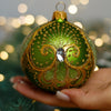 Royal green with gold glitter Christmas glass ornament, Handmade Christmas ball, Collectible Christmas decor, home decoration, Christmas gift 2025 (Copy)