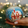 Winter Cottage Christmas glass ornament, Handmade Christmas ball, Collectible Christmas decor, home decoration, Christmas gift 2025 ChristmasboxStore