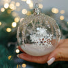Transparent with silver and white glitter design Christmas glass ornament, Handmade Christmas ball, Collectible Christmas decor, home decoration, Christmas gift 2025