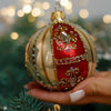 Red with gold glitter inspired design Christmas glass ornament, Handmade Christmas ball, Collectible Christmas decor, home decoration, Christmas gift 2025