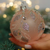 Matt Pink with sparkling glitter design Christmas glass ornament, Handmade Christmas ball, Collectible Christmas decor, home decoration, Christmas gift 2025