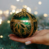 Green with gold glitter design Christmas glass ornament, Handmade Christmas ball, Collectible Christmas decor, home decoration, Christmas gift 2025 
