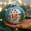 Winter Cottage Christmas glass ornament, Handmade Christmas ball, Collectible Christmas decor, home decoration, Christmas gift 2025 (Copy) ChristmasboxStore