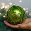 Green with gold glitter design Christmas glass ornament, Handmade Christmas ball, Collectible Christmas decor, home decoration, Christmas gift 2025 (Copy) ChristmasboxStore