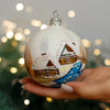 Winter Cottage Christmas glass ornament, Handmade Christmas ball, Collectible Christmas decor, home decoration, Christmas gift 2025
