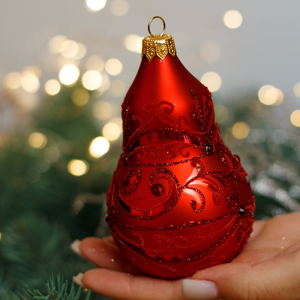 Red Glass Bell Christmas glass ornament, Handmade Christmas figurines, Collectible Christmas decor, home decoration, Christmas gift 2025