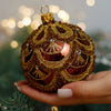 Red with gold glitter design Christmas glass ornament, Handmade Christmas ball, Collectible Christmas decor, home decoration, Christmas gift 2025