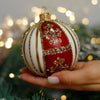 Red with gold glitter inspired design Christmas glass ornament, Handmade Christmas ball, Collectible Christmas decor, home decoration, Christmas gift 2025 