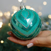 Green with glitter design Christmas glass ornament, Handmade Christmas ball, Collectible Christmas decor, home decoration, Christmas gift 2025 