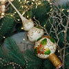 White and Gold with leaves Ornament Handmade Glass Christmas Tree Topper – 11 Inch Vintage Ornament, home decor, Christmas decoration, Christmas gift 2025