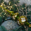 Green with White Flowers Ornament Handmade Glass Christmas Tree Topper – 11 Inch Vintage Ornament, home decor, Christmas decoration, Christmas gift 2025