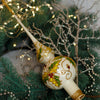 White with Glitter Holly Leaves and Swirls Ornament Handmade Glass Christmas Tree Topper – 11 Inch Vintage Ornament, home decor, Christmas decoration, Christmas gift 2025