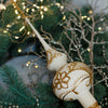 White and Gold Ornament Handmade Glass Christmas Tree Topper – 11 Inch Vintage Ornament, home decor, Christmas decoration, Christmas gift 2025